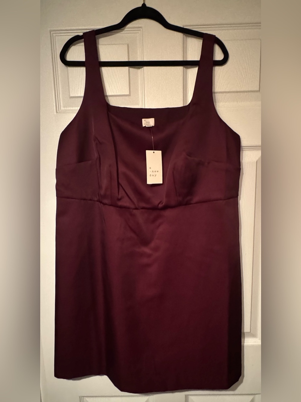 NWT A New Day Wine Burgundy Satin Feel Party Dress w/ side zip
